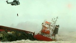 Spanish cargo Luno breaks in two after washing up on Basque coast; one wounded