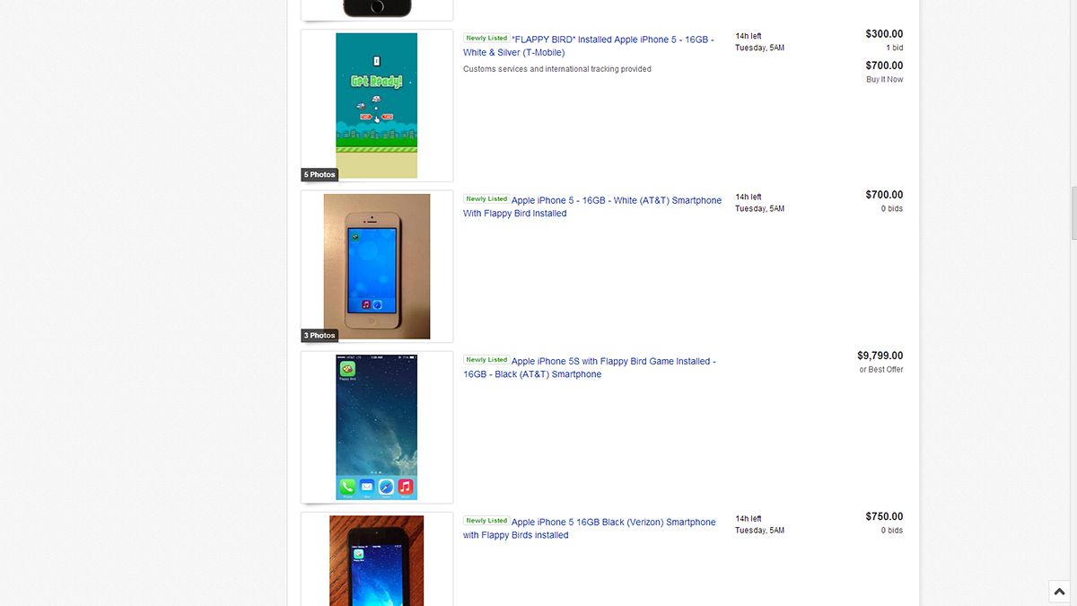 After Flappy Bird’s removal, smartphones with the app sold as relics on eBay