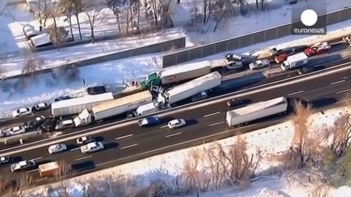 Icy roads cause massive pile-ups in US