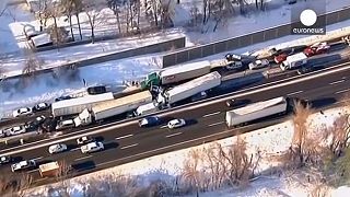 Icy roads cause massive pile-ups in US