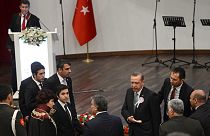 Turkey's Erdogan heckles critic, storms out of ceremony - Video