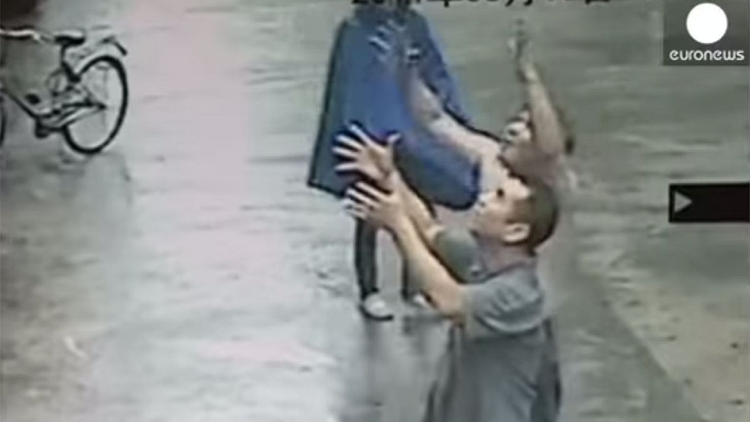 Watch: Baby lucky to be alive after falling from second-floor window