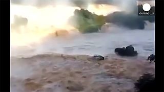 "Infierno de agua" en las cataratas del Iguazú