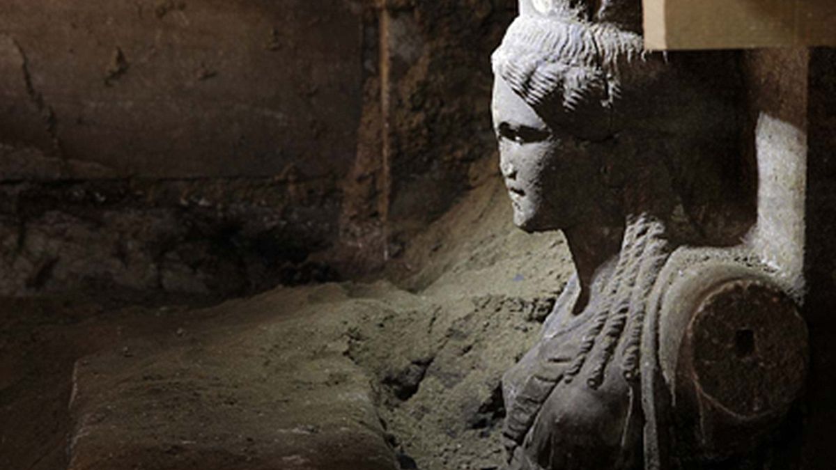 Two caryatids unearthed by archaeologists in Ancient Amphipolis