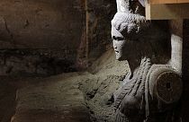 Two caryatids unearthed by archaeologists in Ancient Amphipolis