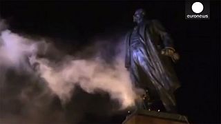 Watch: Huge statue of Lenin torn down in eastern Ukraine