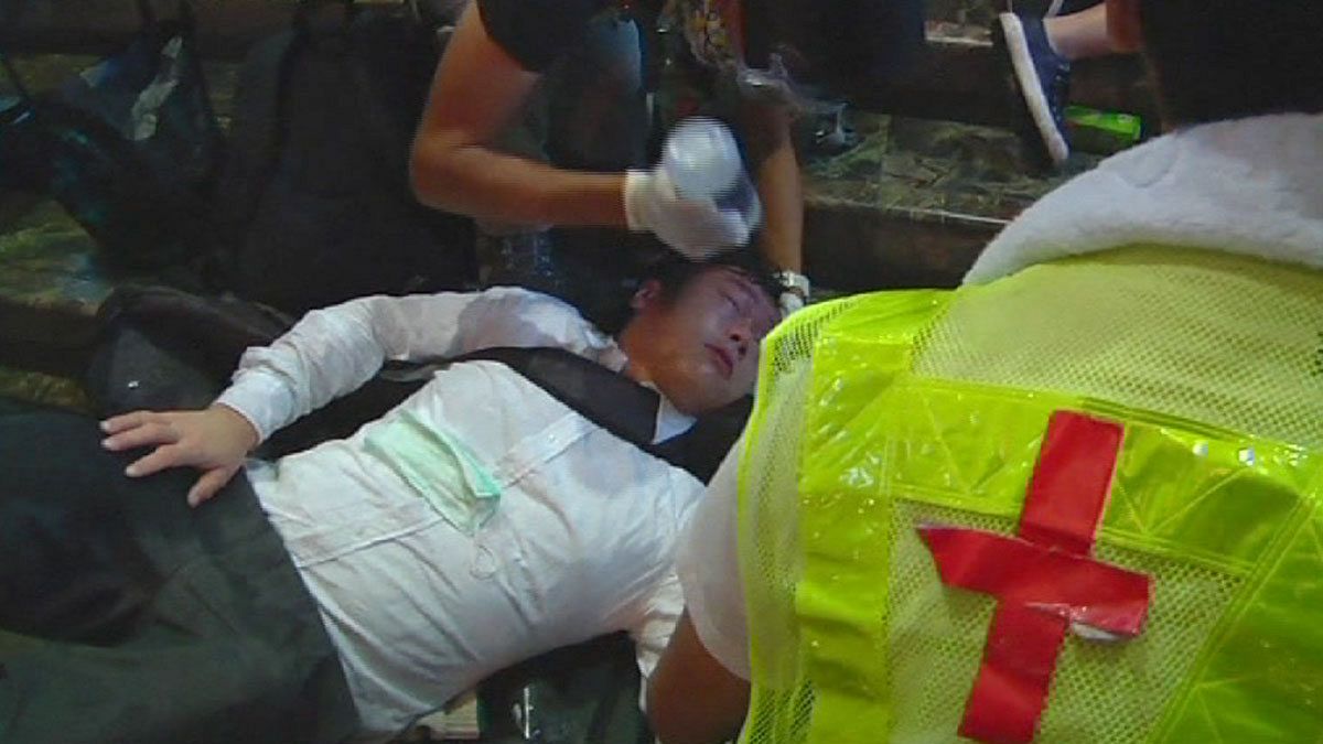 Hong Kong police spray potent substance onto pro-democracy activists