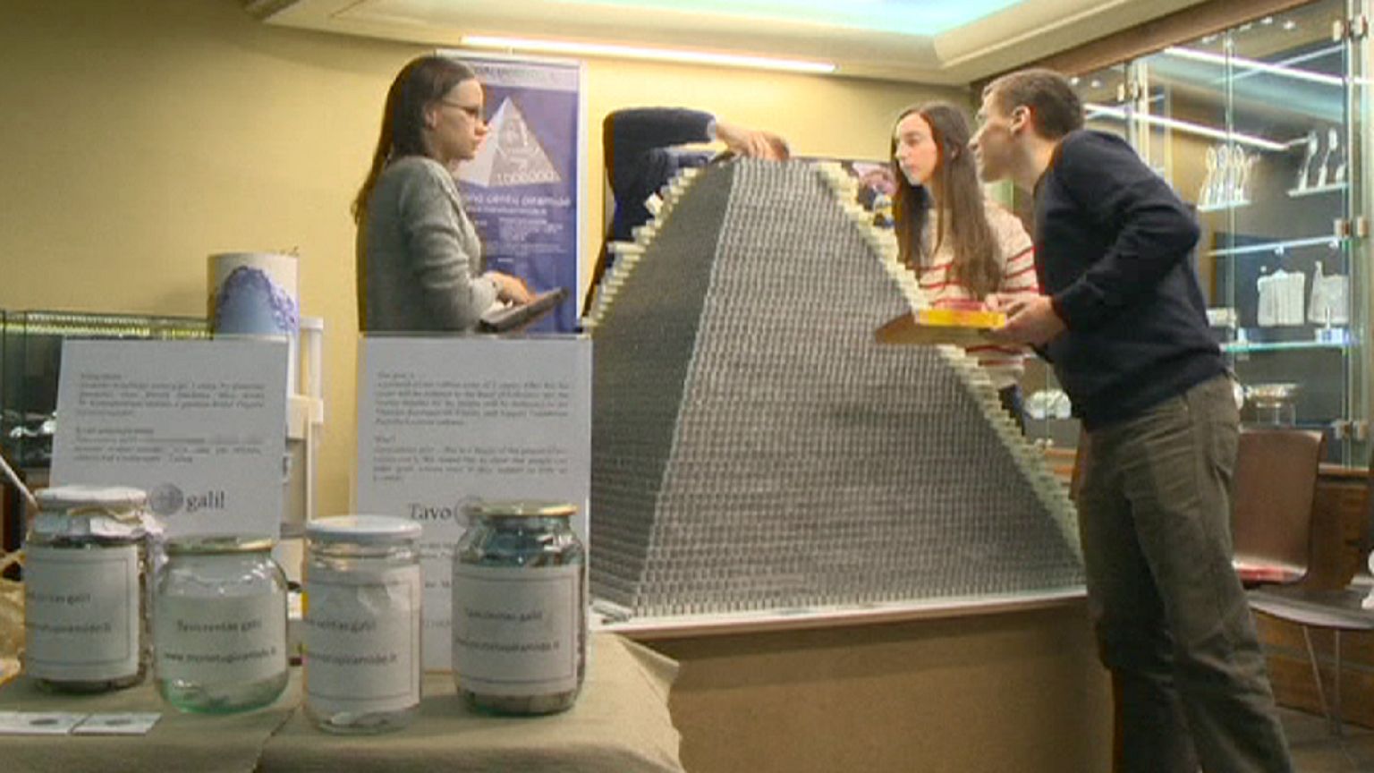 Lithuania builds 'world's largest coin pyramid' to celebrate move to euro