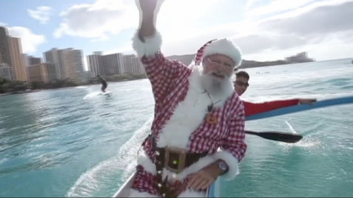 بابا نوئل به سواحل هاوایی رسید
