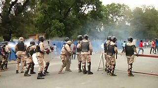 Disturbios en Puerto Príncipe durante las protestas contra el Presidente, Michel Martelly
