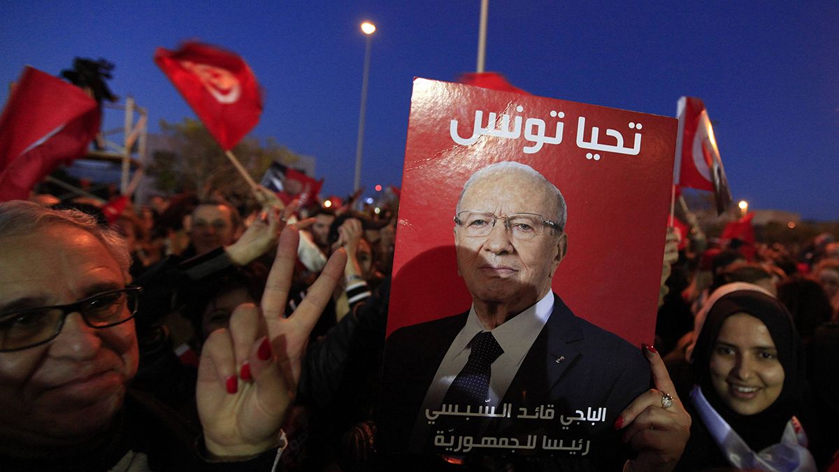 Supporters of new Tunisian president celebrate his victory