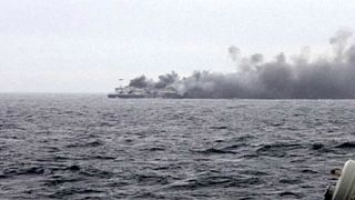 Hundreds still stranded on burning ferry off coast of Greece