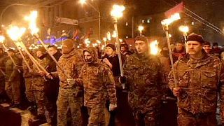 В Киеве прошло факельное шествие националистов