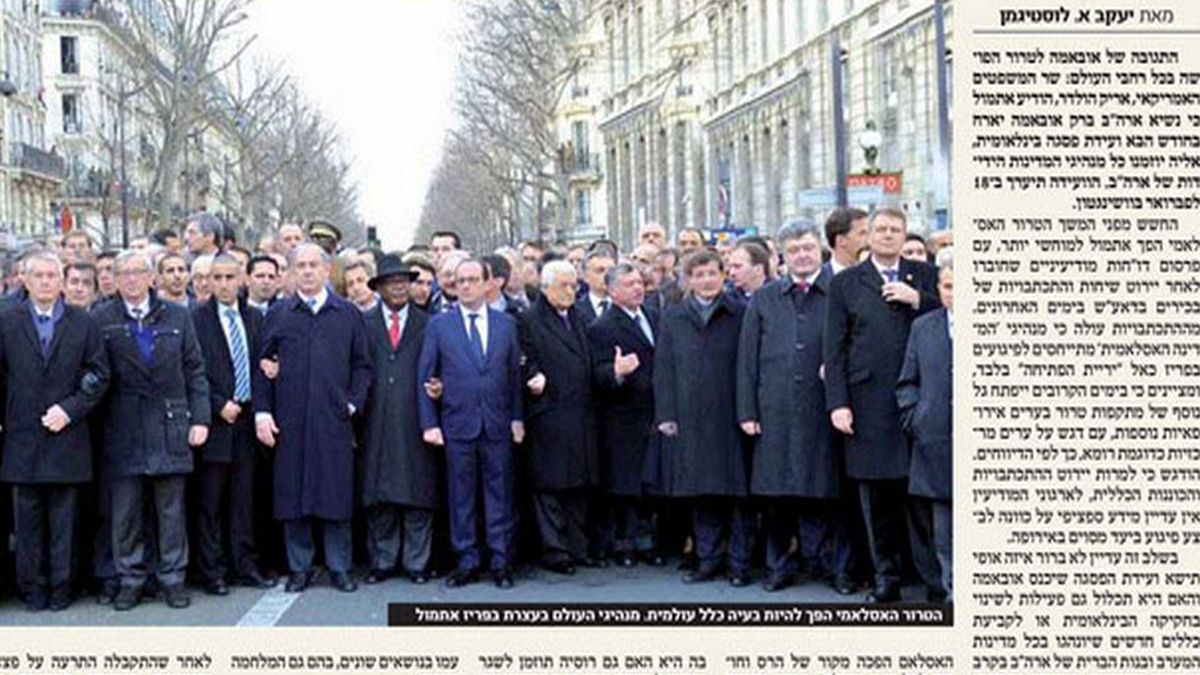 Charlie Hebdo: Israeli paper deletes women from Paris march