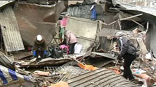 Residencias bombardeadas en Donetsk