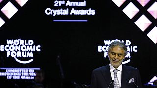 Opera star Andrea Bocelli is honoured at World Economic Forum in Davos