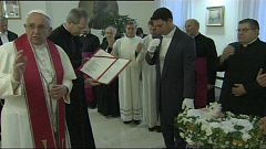Pope Francis blesses lambs for feast of St. Agnes