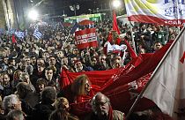 Az utcán ünnepeltek Athénban a győztes Sziriza támogatói