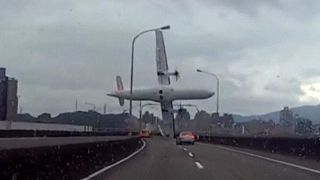 Dramatic dashcam video captures Taiwan plane crash