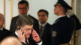 "No good news yet", Ukrainian president tells reporters at Minsk talks