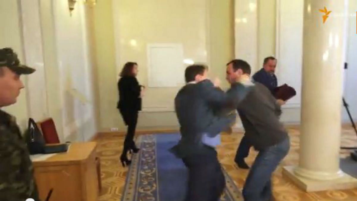 Watch: Ukraine MPs in fierce fist fight outside parliament