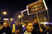 "Putin nein, Europa ja": Protest in Budapest vor Besuch des Kreml-Chefs