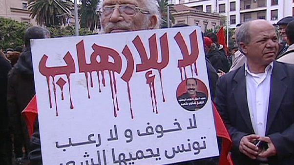 Tunisians protest against terrorism in Tunis Tunisians protest against terrorism in Tunis