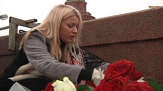 Floral tributes left at scene of Nemtsov murder in Moscow