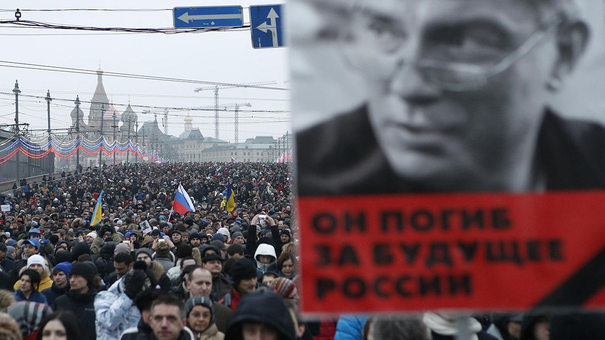 Multitudinaria marcha en Moscú en memoria de Boris Nemtsov