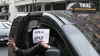 Protesta dei taxi contro Uber a Bruxelles