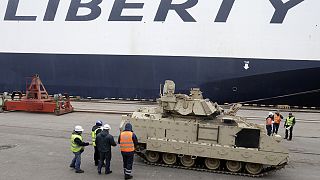 US tanks and military equipment arrives in Latvia for training mission
