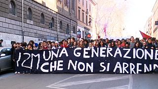 Manifestaciones estudiantiles en Italia contra la reforma educativa de Renzi
