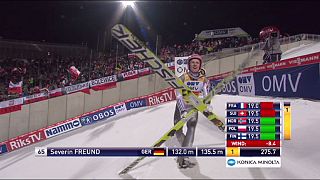 Severin Freund makes it three-in-a-row on the Holmenkollen ski jump in Oslo