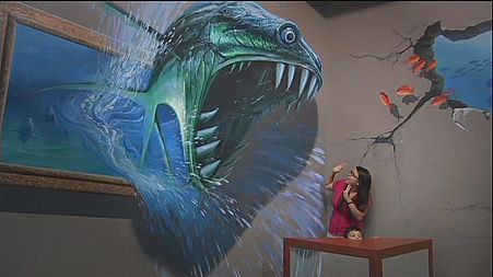 Visitors become part of the painting at 3D art museum in Manila