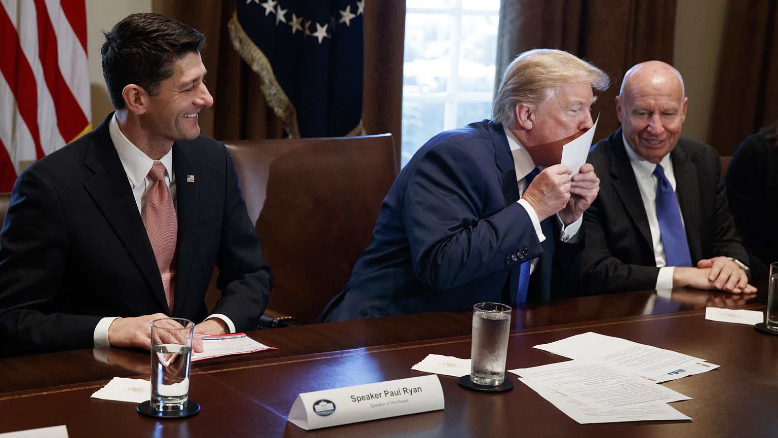Image: Donald Trump, Paul Ryan, Kevin Brady, Kristi Noem