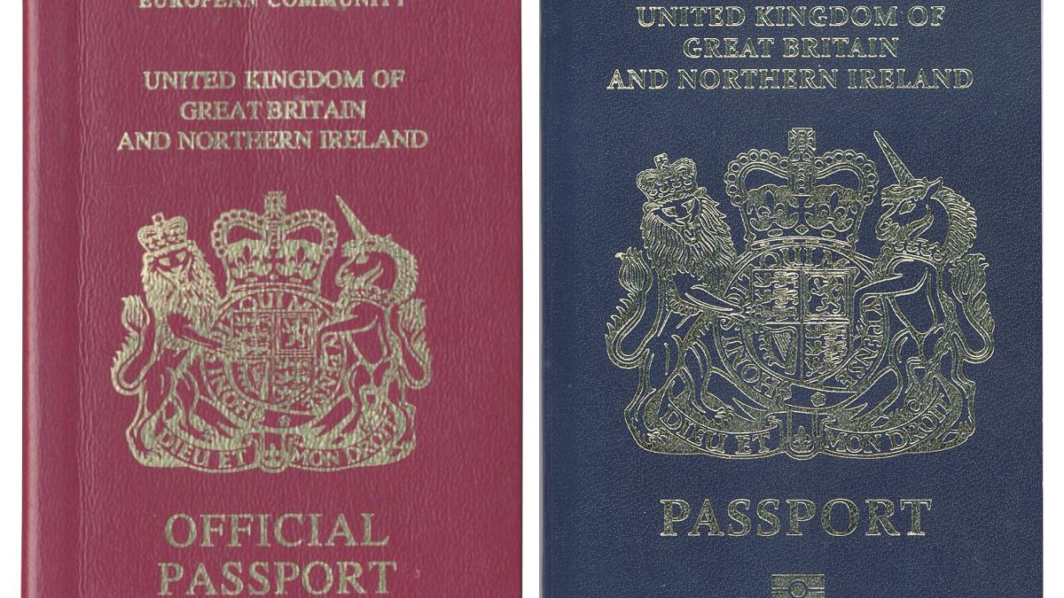 Image: The existing burgundy red UK passport (L) design will be phased out 