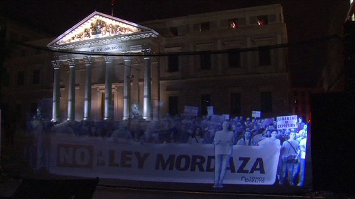 Protesta virtual frente al Parlamento español