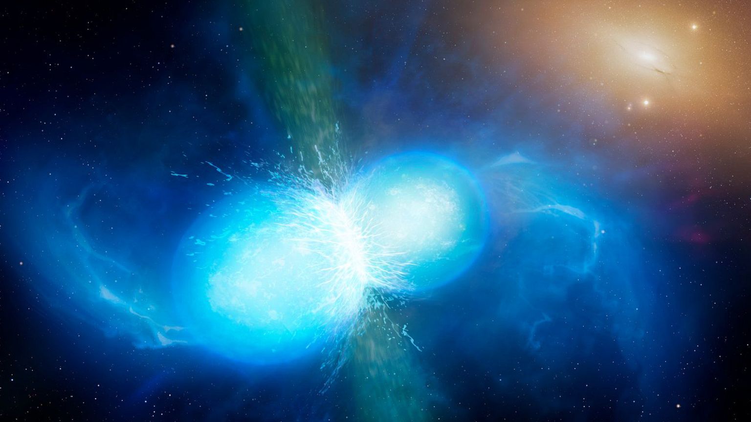 Image: This artist's impression shows two tiny but very dense neutron stars