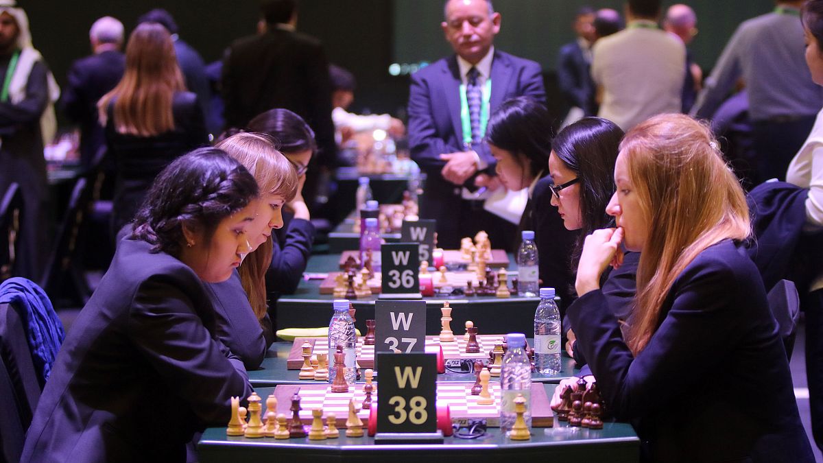 Image: Chess players compete at the King Salman Rapid and Blitz Chess Champ
