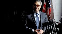 Image: Senator Franken addresses the media outside his office on Capitol Hi