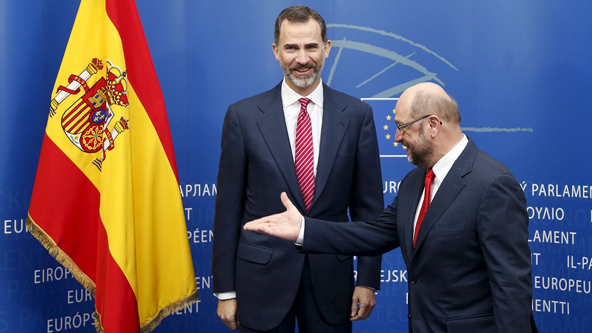 King Felipe VI of Spain receives box set of 'Game of Thrones' on a visit to Brussels
