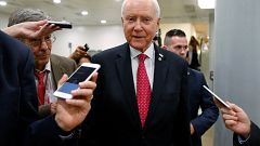 Image: Senator Orrin Hatch (R-UT) speaks to reporters after the Senate appr