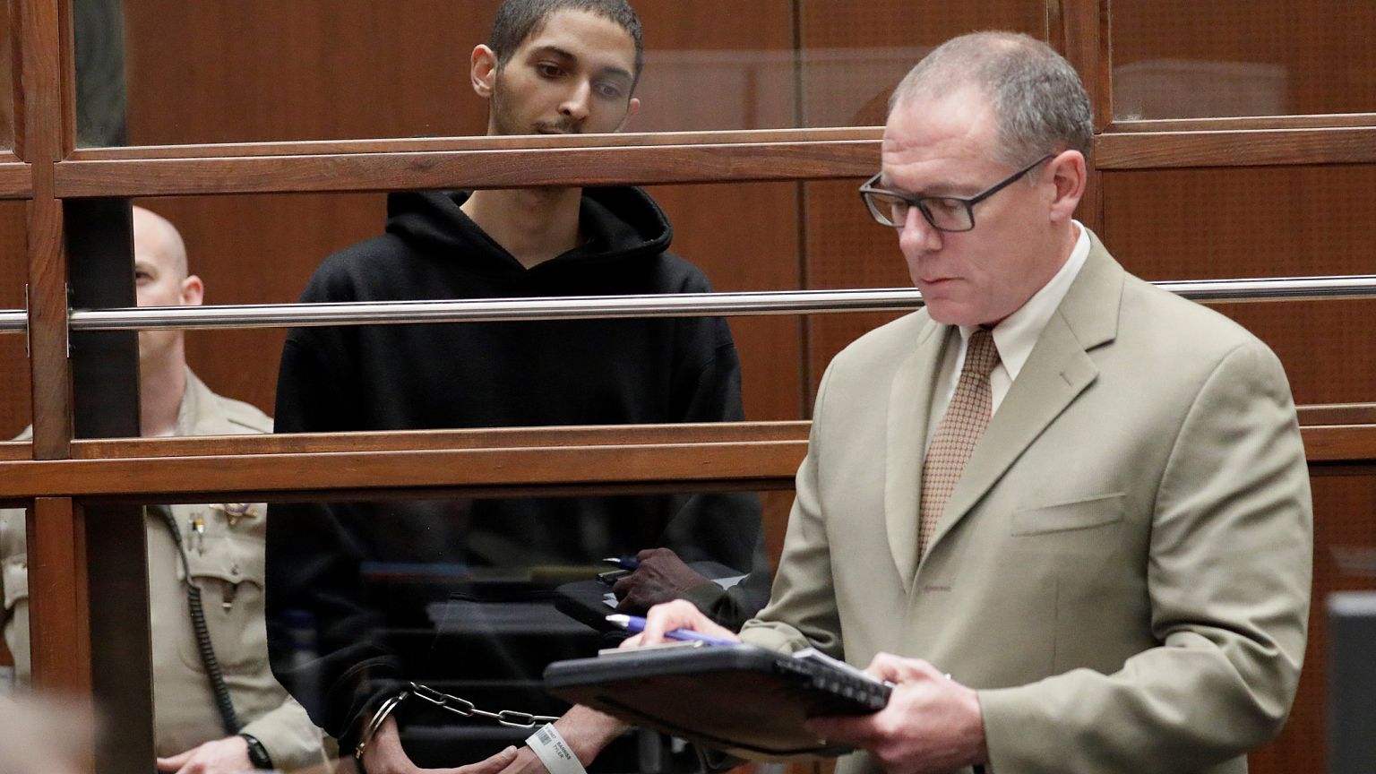 Image: Tyler Barriss, 25, appears in court for his extradition hearing with