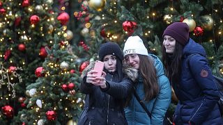 Image: Christmas tree selfie