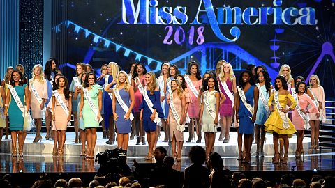 Image: Contestants compete in the Miss America competition in Atlantic City