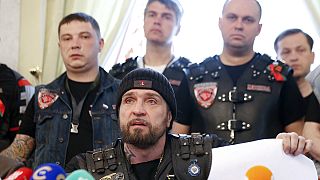 Nationalist Russian bikers visit Auschwitz