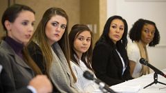 Image: Larry Nassar's former patients hold a press conference