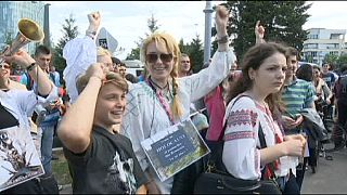Demonstrators rally against deforestation in Romania