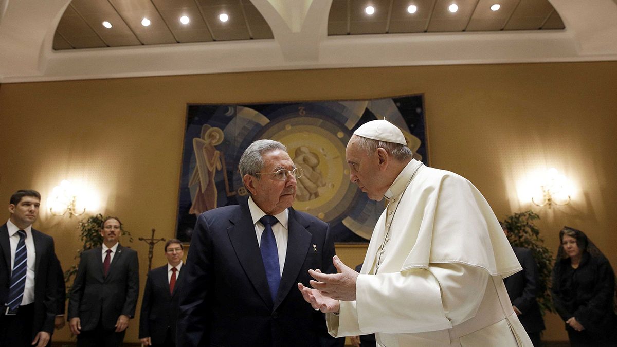 Cuba president Raul Castro visits Pope Francis