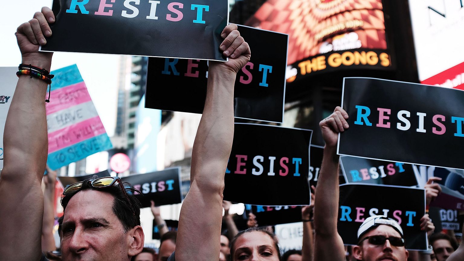 Image: Anti-Trump Protesters Demonstrate In Times Square Against Trump Anno